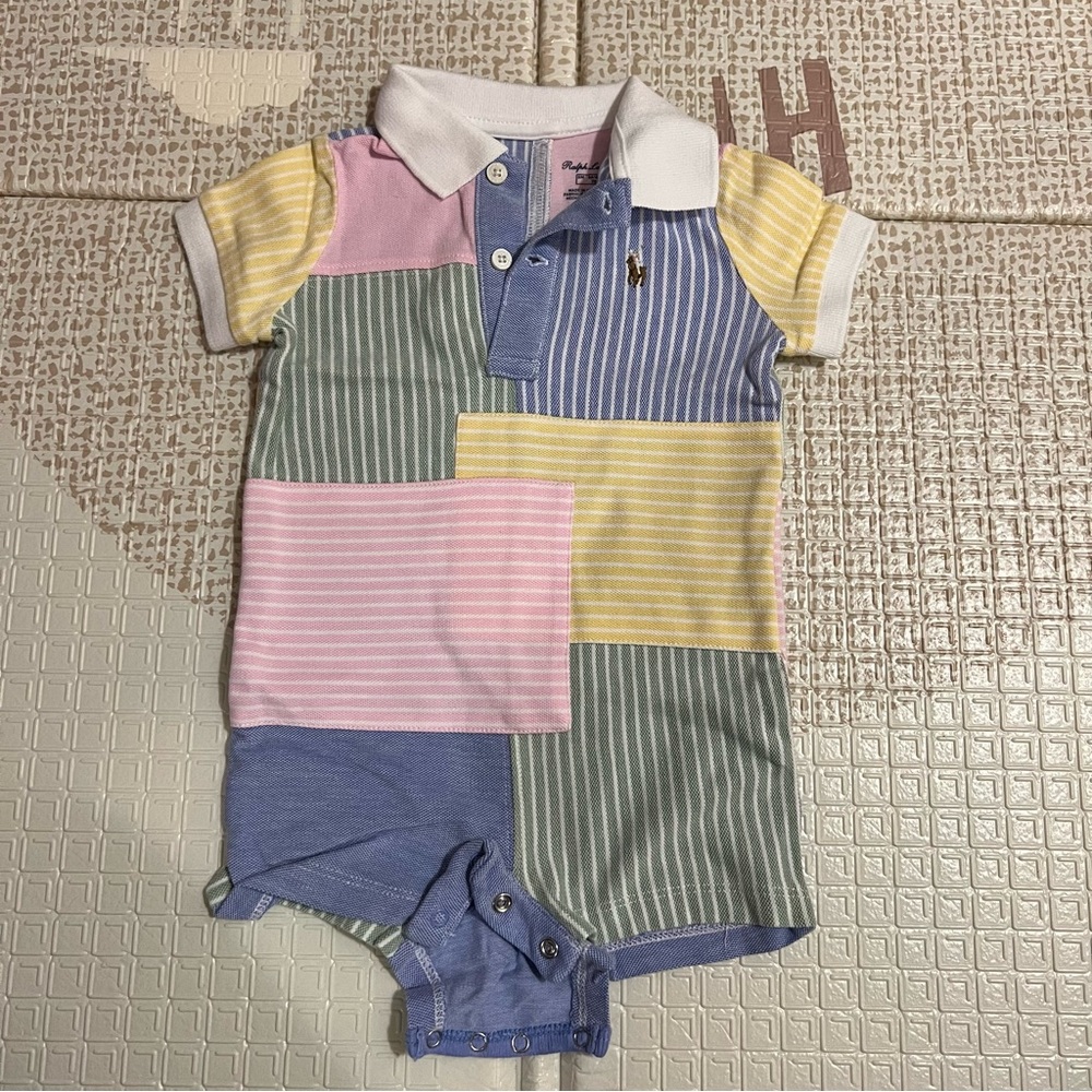 B1G1 🌟 Ralph Lauren Multicolor Patchwork Baby Romper